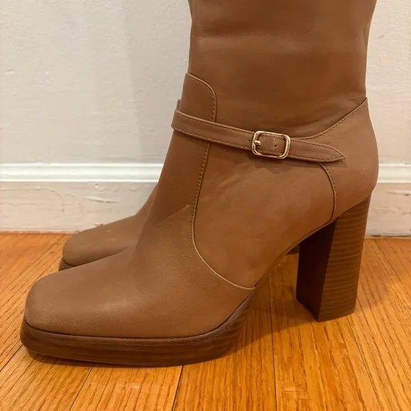Jeffrey Campbell | Iggie Boots In Camel Tan Leather Heeled Boots Size 8.5 NEW