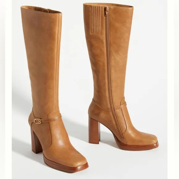Jeffrey Campbell | Iggie Boots In Camel Tan Leather Heeled Boots Size 8.5 NEW
