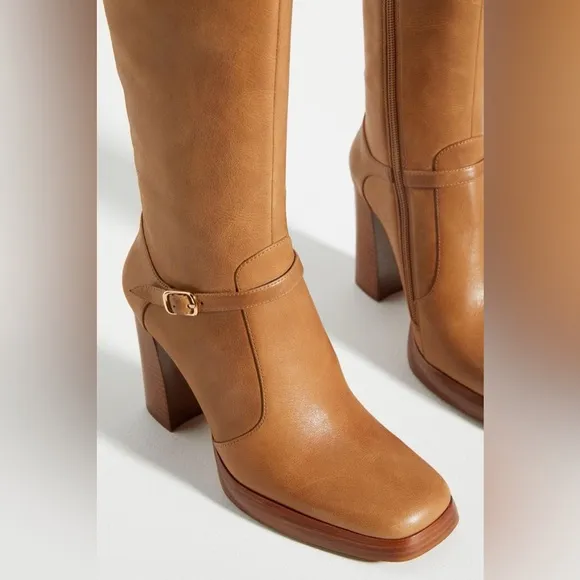 Jeffrey Campbell | Iggie Boots In Camel Tan Leather Heeled Boots Size 8.5 NEW