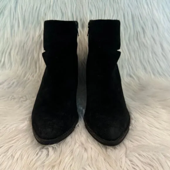 Jeffrey Campbell Nazarova Star Cut Out Ankle Boot Suede Leather Block Heel Black