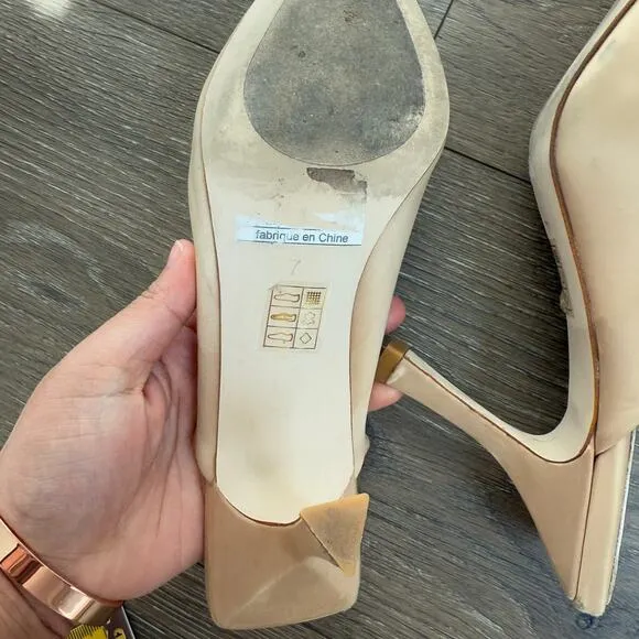 Jeffrey Campbell x REVOLVE Viviana Mules Satin Creme Rhinestones 7 Kitten Heel