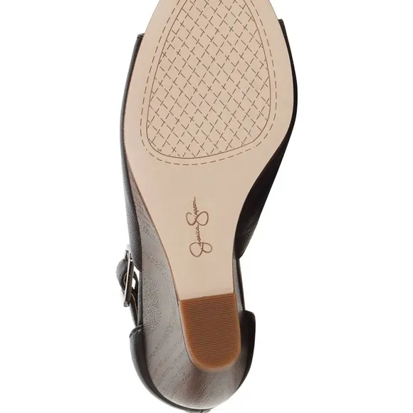 Jessica Simpson Women’s - Black Leather Crimsella Wedge Sandal