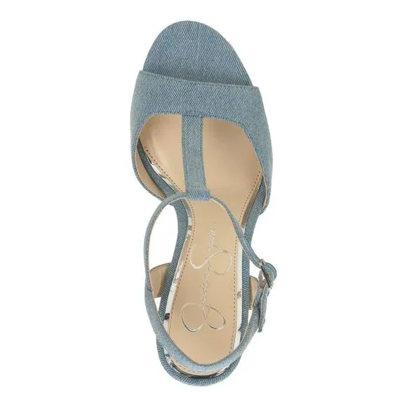 JESSICA SIMPSON Womens Blue 1-1/2&quot; Platform Ameeka Espadrille Shoes 8.5 M