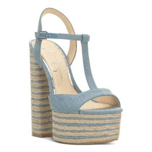 JESSICA SIMPSON Womens Blue 1-1/2&quot; Platform Ameeka Espadrille Shoes 8.5 M