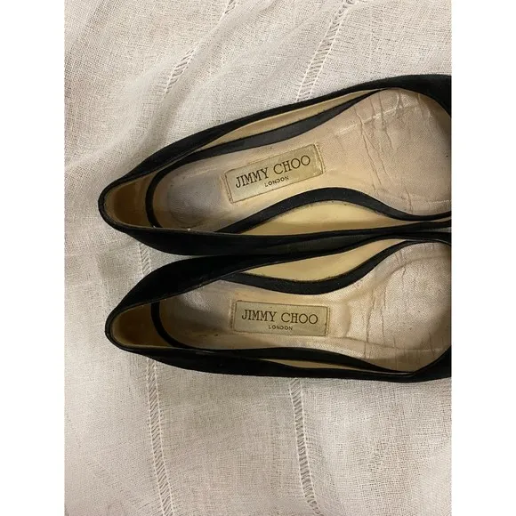 jimmy choo black pointed toe romy suede ballet flats size 6