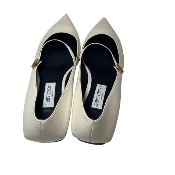 Jimmy Choo Carolyn Patent Leather Mary Jane Size 41.5/10  Ivory NEW $775