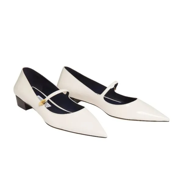 Jimmy Choo Carolyn Patent Leather Mary Jane Size 41.5/10  Ivory NEW $775
