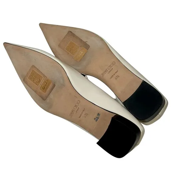 Jimmy Choo Carolyn Patent Leather Mary Jane Size 41.5/10  Ivory NEW $775