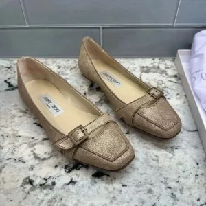 Jimmy Choo Gold Brushed Ballet Flats with Box and Dust bag Size 5