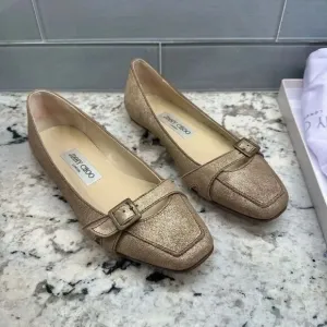 Jimmy Choo Gold Brushed Ballet Flats with Box and Dust bag Size 5