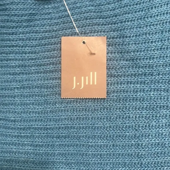 J.Jill Sweater 1 SZ Poncho Wool Blend Pockets Knitted Textured French Blue