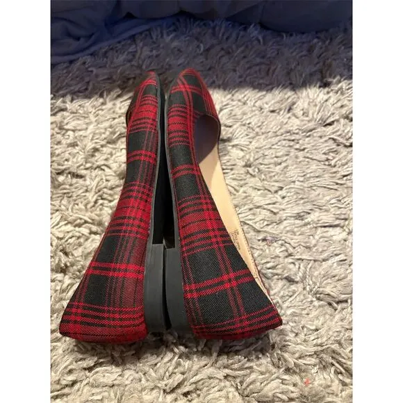 J.Jill Women's Plaid Square Toe Ballet Flats Size 8.5 Multicolor