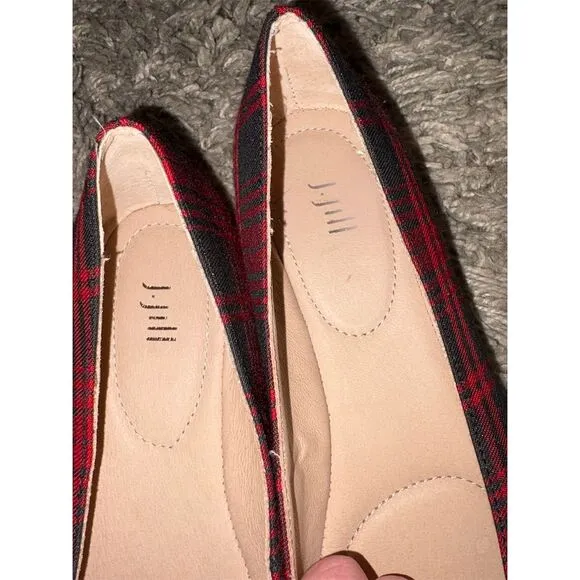J.Jill Women's Plaid Square Toe Ballet Flats Size 8.5 Multicolor