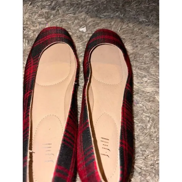 J.Jill Women's Plaid Square Toe Ballet Flats Size 8.5 Multicolor