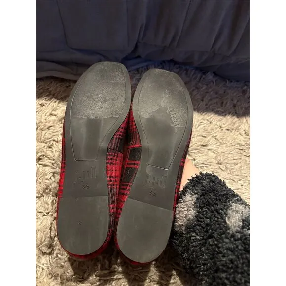 J.Jill Women's Plaid Square Toe Ballet Flats Size 8.5 Multicolor