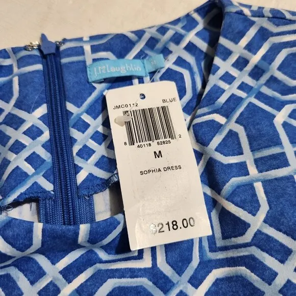J.Mclaughlin Sophia Women's Dress  Blue White Printed Sleeveless Size M  ---5