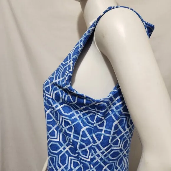 J.Mclaughlin Sophia Women's Dress  Blue White Printed Sleeveless Size M  ---5