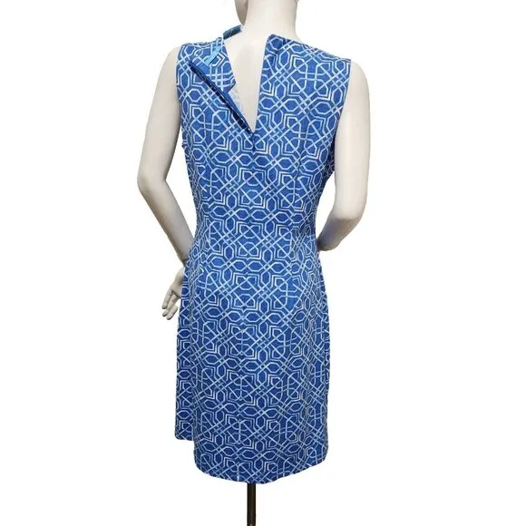 J.Mclaughlin Sophia Women's Dress  Blue White Printed Sleeveless Size M  ---5