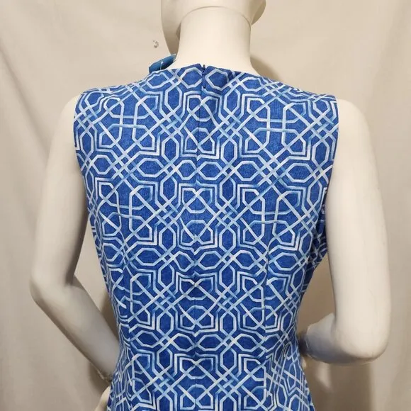 J.Mclaughlin Sophia Women's Dress  Blue White Printed Sleeveless Size M  ---5