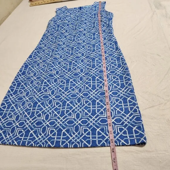 J.Mclaughlin Sophia Women's Dress  Blue White Printed Sleeveless Size M  ---5