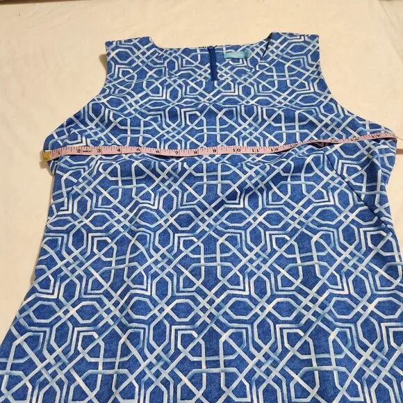 J.Mclaughlin Sophia Women's Dress  Blue White Printed Sleeveless Size M  ---5