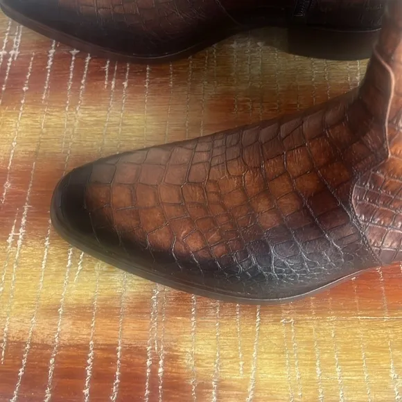 JO GHOST Croc Embossed Leather Side Zip Boots