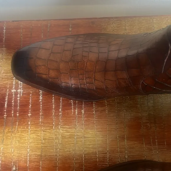 JO GHOST Croc Embossed Leather Side Zip Boots