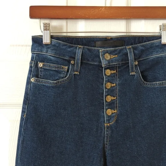 Joe's Jeans The Callie Dark Wash High Rise Cropped Boot Cut Button Fly Jeans 25