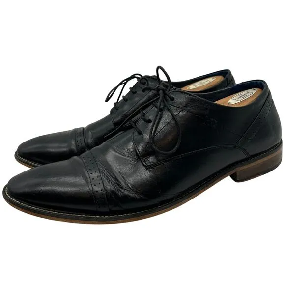 JOG Oxford Black Leather Lace Up Dress Shoes SIZE 11 45 Handmade Formal Classic