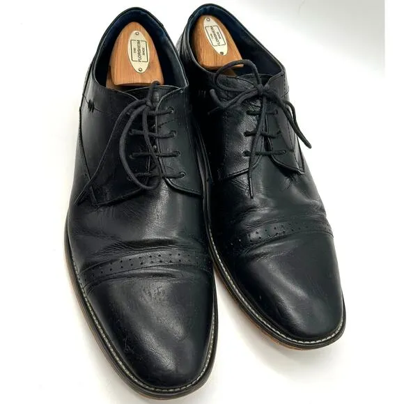 JOG Oxford Black Leather Lace Up Dress Shoes SIZE 11 45 Handmade Formal Classic