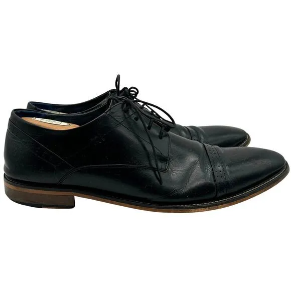 JOG Oxford Black Leather Lace Up Dress Shoes SIZE 11 45 Handmade Formal Classic
