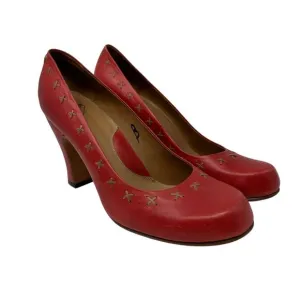 John Fluevog Fortune Heels Womens Size 10.5 Red Round Toe