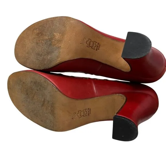 John Fluevog Fortune Heels Womens Size 10.5 Red Round Toe