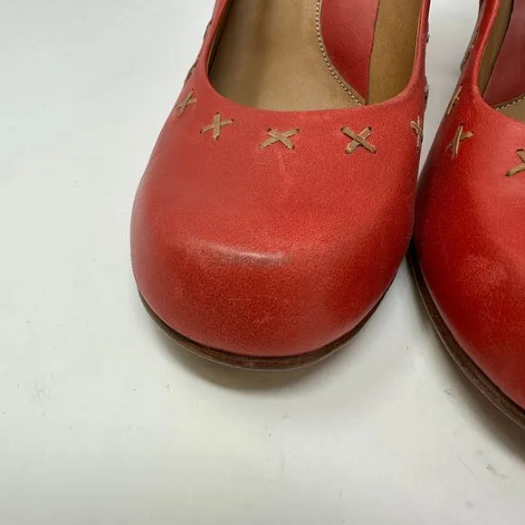 John Fluevog Fortune Heels Womens Size 10.5 Red Round Toe