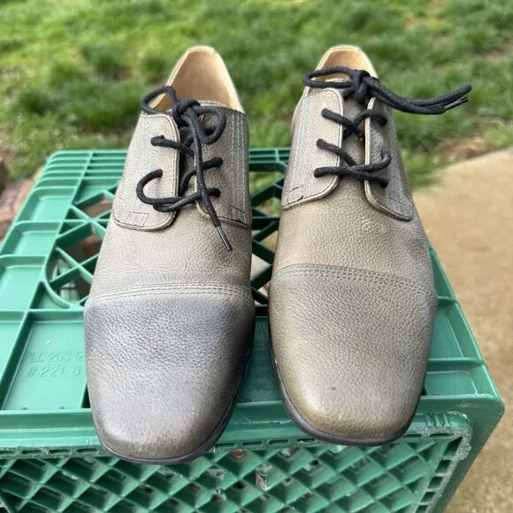 JOHN FLUEVOG - Prophesy Breton - Green Cap Toe Leather Derby Shoe Size 10