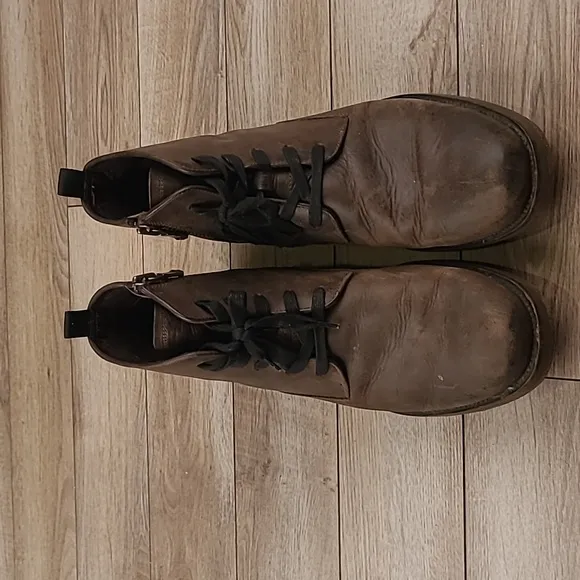 JOHN VARVATOS Barrett Brown Distressed Leather Sz 12 M Mens Ankle Side Zip Boots