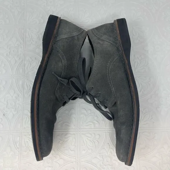 John Varvatos Gray Stitch Down Suede Leather Oxford Derby Dress Shoes Size 9.5M