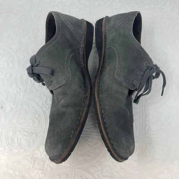 John Varvatos Gray Stitch Down Suede Leather Oxford Derby Dress Shoes Size 9.5M