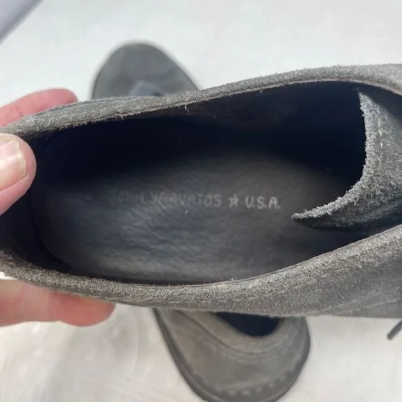 John Varvatos Gray Stitch Down Suede Leather Oxford Derby Dress Shoes Size 9.5M