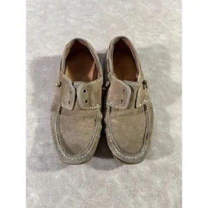 John Varvatos Mens Laceless Suede Round Toe Slip On Boat Shoes 8M