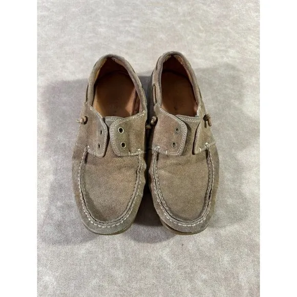 John Varvatos Mens Laceless Suede Round Toe Slip On Boat Shoes 8M