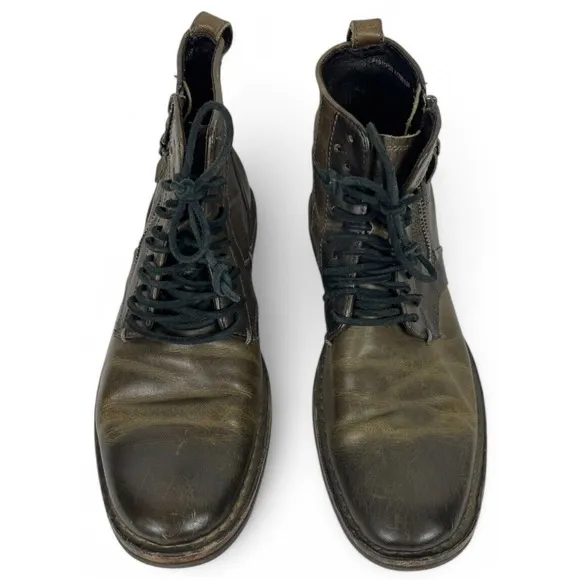 John Varvatos Star USA Barrett Side Zip Boots Mens 8 M Brown Leather Distressed