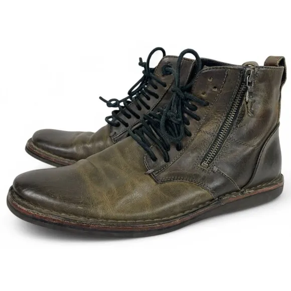 John Varvatos Star USA Barrett Side Zip Boots Mens 8 M Brown Leather Distressed