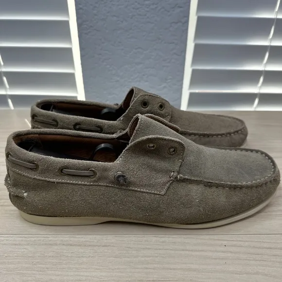 John Varvatos USA Shoes Mens 9 Schooner‎ Brown Suede Boat Slip On Coastal Loafer
