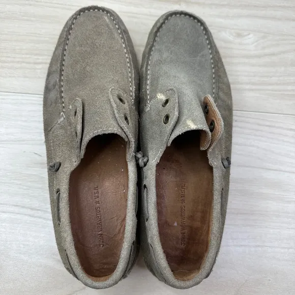 John Varvatos USA Shoes Mens 9 Schooner‎ Brown Suede Boat Slip On Coastal Loafer
