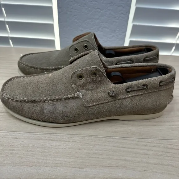 John Varvatos USA Shoes Mens 9 Schooner‎ Brown Suede Boat Slip On Coastal Loafer