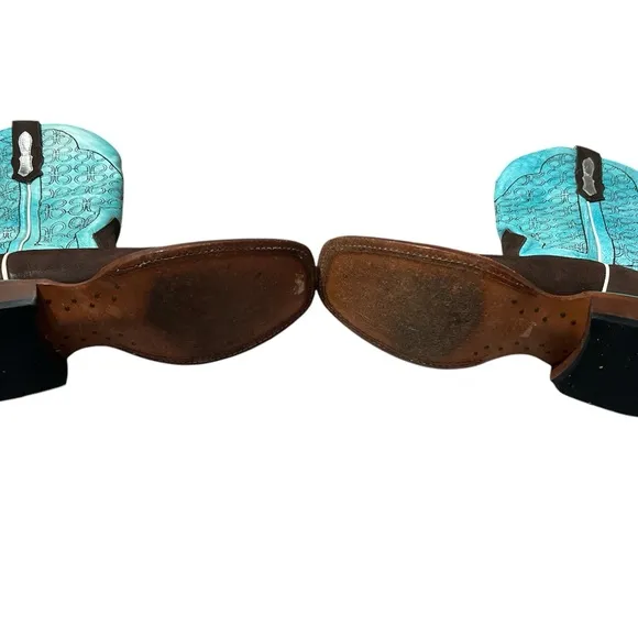Johnny Ringo Women's Turquoise &amp; Brown Cowgirl  Boots Square Toe size 6.5