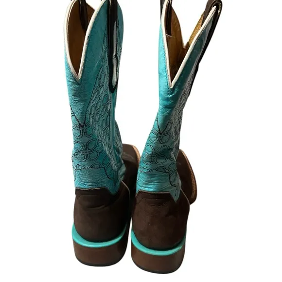 Johnny Ringo Women's Turquoise &amp; Brown Cowgirl  Boots Square Toe size 6.5