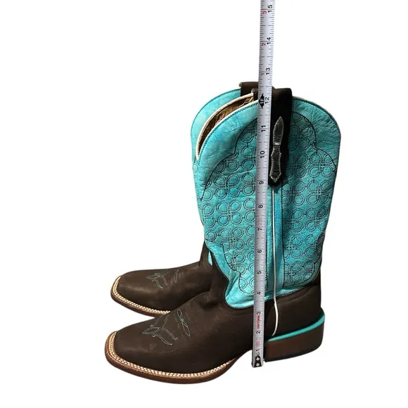 Johnny Ringo Women's Turquoise &amp; Brown Cowgirl  Boots Square Toe size 6.5