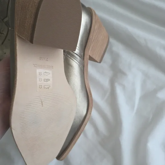 JOHNNY WAS Ankle Boots Gold Star Leather Side Zip Western Block Heel  7.5 NWOB